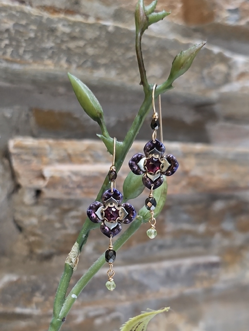 Holly Yashi Niobium Garnet Crystal Dangle Earrings